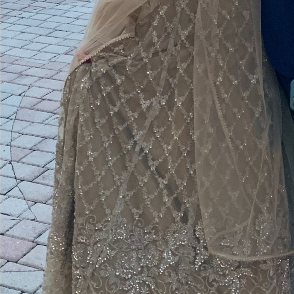 Elegant Beige Embroidered Dress